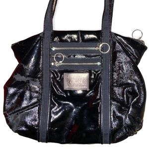 COACH Shiny Black Poppy Glam Tote Bag Purse 13836